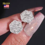 Moissanite Earrings Iced Out Screw Back Round Diamond 925 Silver 13mm Hip Hop Jewelry VVS Moissanite Cluster Stud Earrings