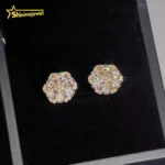 Moissanite Earrings Iced Out Screw Back Round Diamond 925 Silver 13mm Hip Hop Jewelry VVS Moissanite Cluster Stud Earrings - Image 4