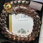 Hip Hop Jewelry 18k Rose Gold Plated Big Chain 20mm Miami Cuban Link Chain Bracelet S925 Cuban Men Moissanite Clasp - Image 3