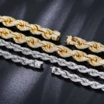 Moissanite Chain Pass Diamond Tester Iced Out Moissanite Rope Chain 925 Sterling Silver Lab Gemstone Twist Necklace For Men