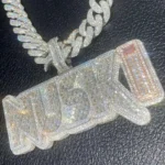 NUSKI Design Two Tone VVS D Moissanite 3D Fully Iced Out 5A CZ Chain Hand Setting Custom Pendant Jewelry - Image 3