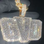 NUSKI Design Two Tone VVS D Moissanite 3D Fully Iced Out 5A CZ Chain Hand Setting Custom Pendant Jewelry - Image 4