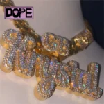 Iced Out Custom Moissanite Letter Pendant Chain 925 Silver Gold Plated Hip Hop VVS Moissanite Pendant