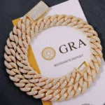 Heavy Solid Raise Dia Sterling Silver 20mm Mens VVS Moissanite Diamond Cuban Link Chain With GRA Certificate