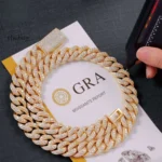 Heavy Solid Raise Dia Sterling Silver 20mm Mens VVS Moissanite Diamond Cuban Link Chain With GRA Certificate - Image 2