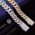 Heavy Solid Raise Dia Sterling Silver 20mm Mens VVS Moissanite Diamond Cuban Link Chain With GRA Certificate - Image 5