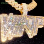 Custom Letter Name Ice Chain Silver Pendant Moissanite VVS Hip Hop Jewelry