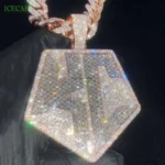 Custom Letter Name Ice Chain Silver Pendant Moissanite VVS Hip Hop Jewelry - Image 2