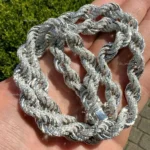 Twisted Rope Chain for Men Custom Hip Hop Iced 9mm Thickness Silver Jewelry Necklaces Christian Hip Hop