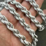 Twisted Rope Chain for Men Custom Hip Hop Iced 9mm Thickness Silver Jewelry Necklaces Christian Hip Hop - Image 4
