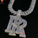 Double R Letter Baguette Diamond VVS Moissanite 925 Silver Personalized Necklace Iced Out Custom Jewelry Chain Pendant - Image 2